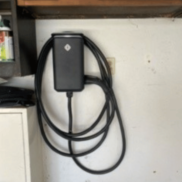 Image of an EV charger as installed by the professionals at Point Electric.