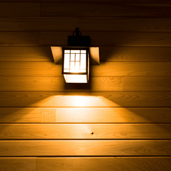 Installing outdoor lighting as you see here can offer security and ambiance.