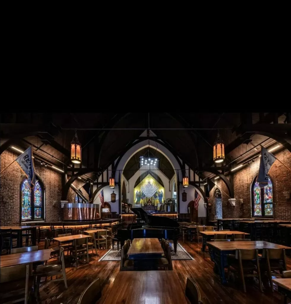 Image of a Church that Point Electric helped renovate into a brewery. A great example of electrical system renovations.